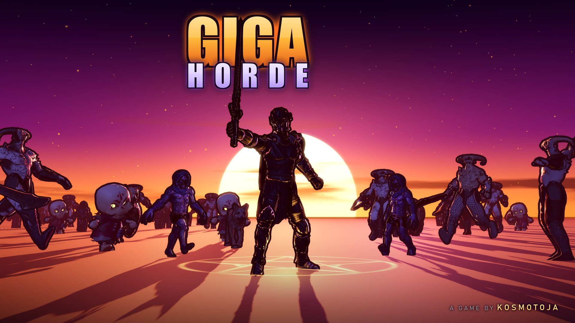 Grafika Gigahorde: rycerz o zachodzie słońca